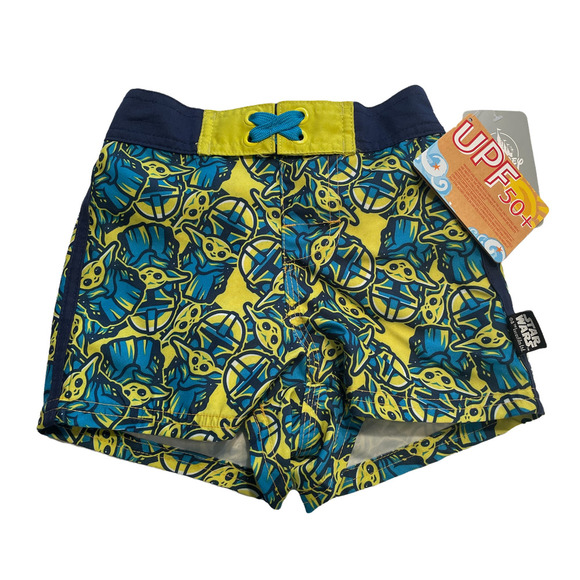 Disney Yoda Boys Swim Trunks Star Wars The Mandalorian Swimsuit Shorts Size 2 - Picture 1 of 4